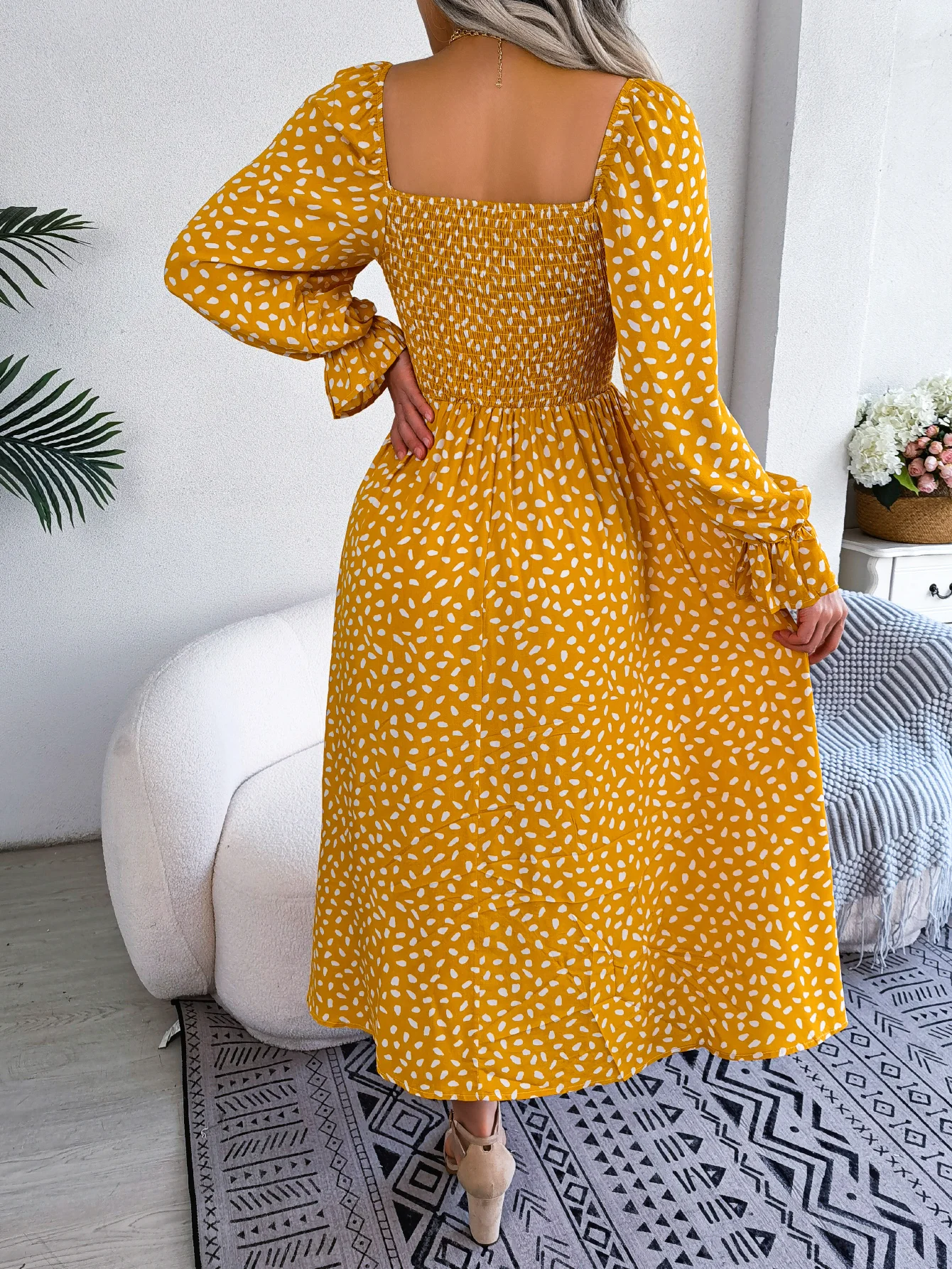 Yellow Pink Red Floral Dress for Women