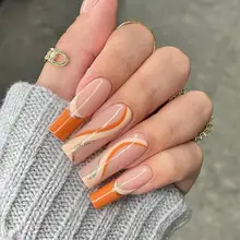  24pcs/set Press On Nails French Nail Ballet False Nails Long Flower Bow Nail Decor Fake Tips With Glue Sticker Nail Art 