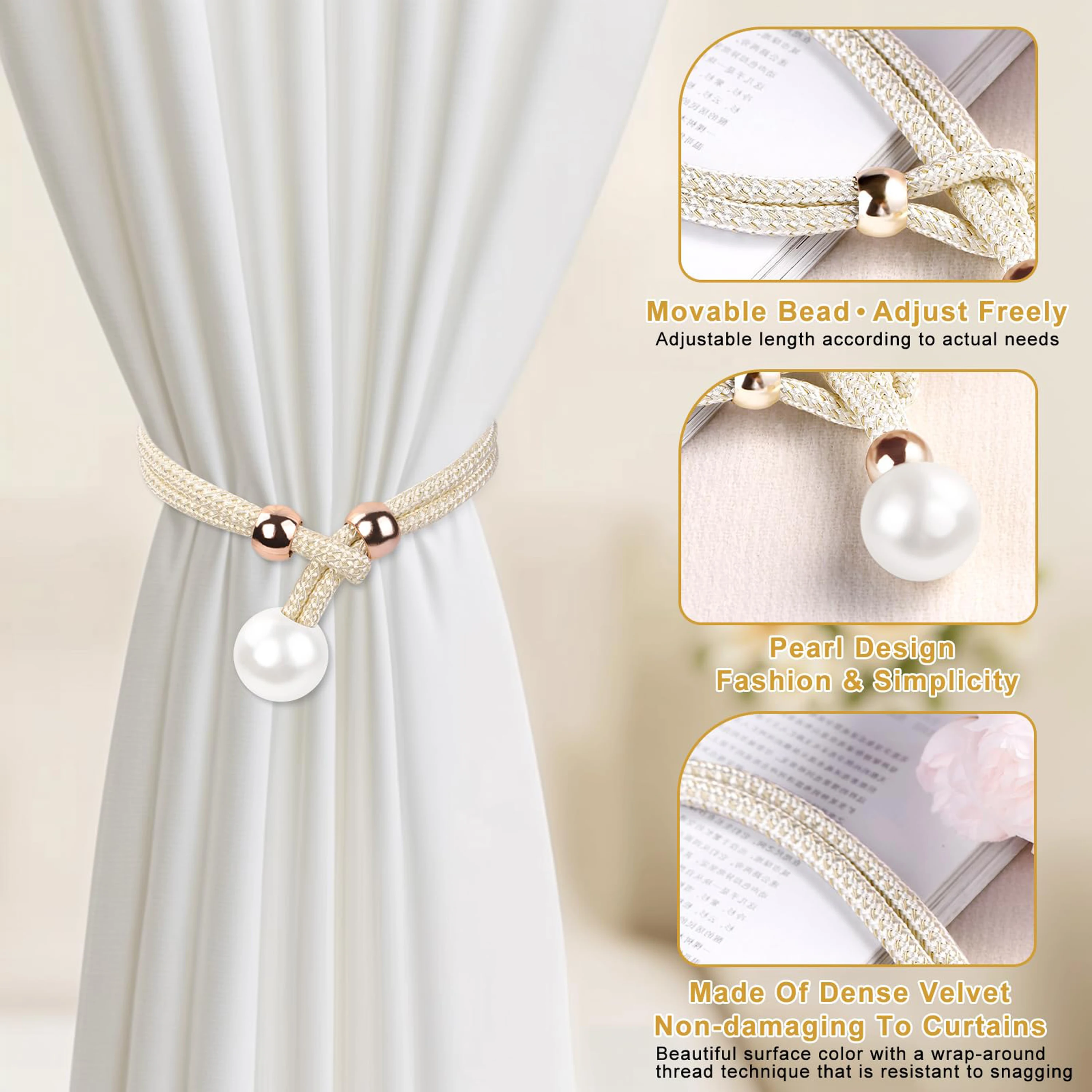 Curtain Tiebacks Fasteners 2pcs Modern Minimalist