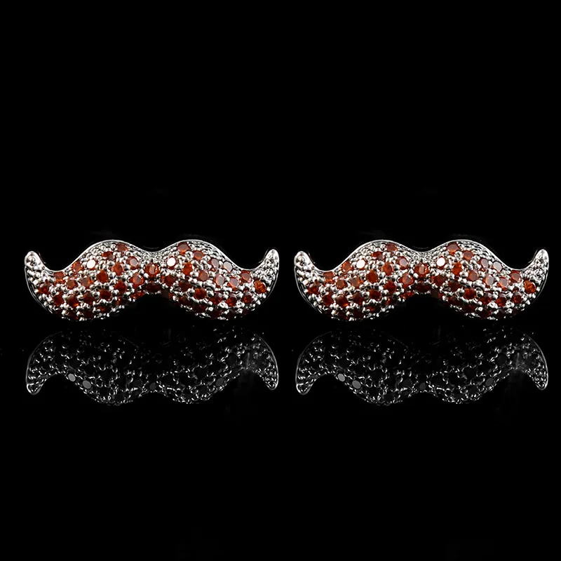 

Creative Crystal Studded Beard Design with Buttons Gentlemen's Wedding Party Jewelry Accessories Men's French Shirt Cufflinks