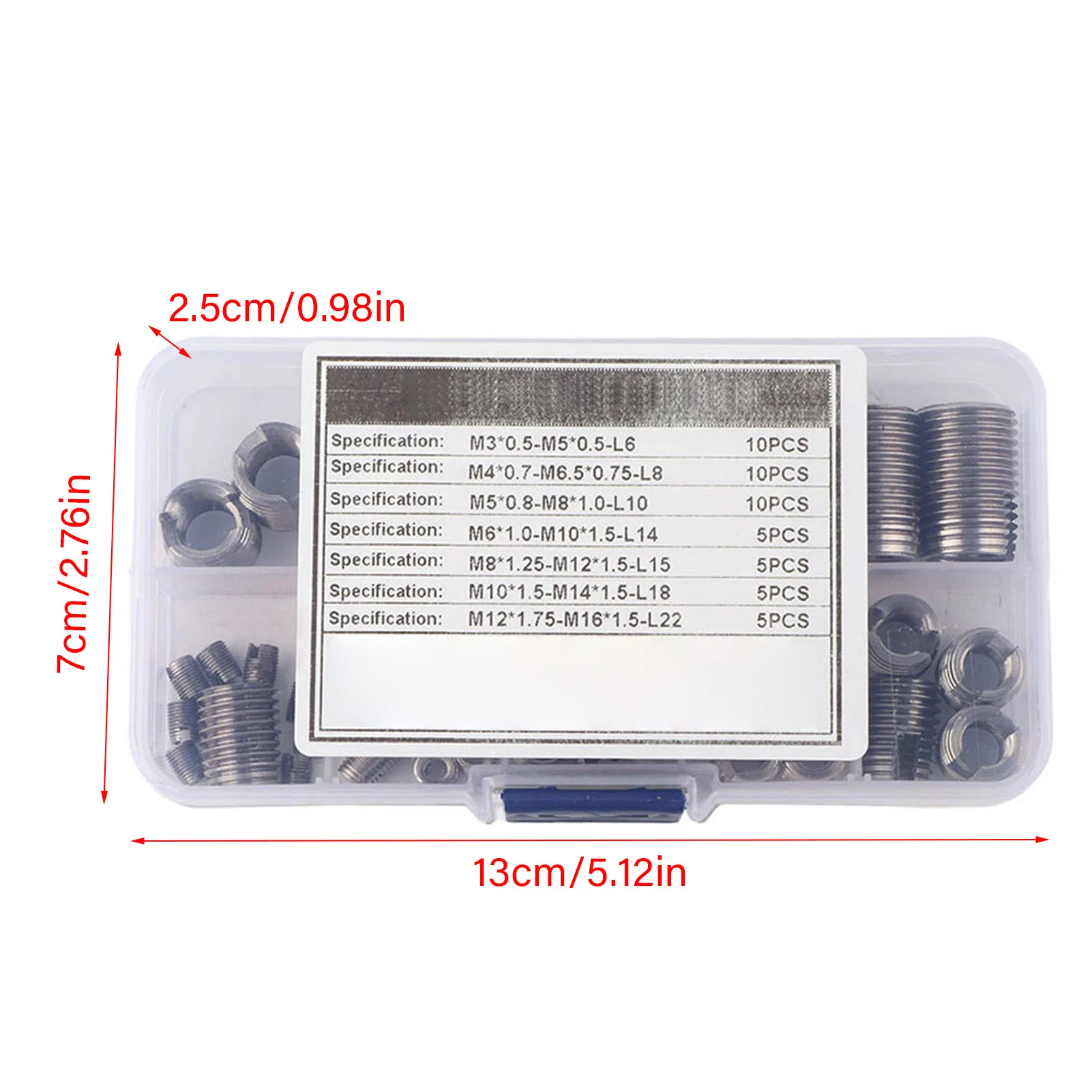 Stainless Steel Inner Thread Self Tapping Thread Inserts Set 50Pcs Reinforce Repair Tool