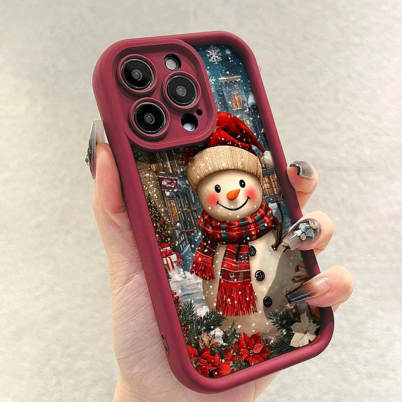 Festive Christmas Snowman Illustration Phone Case Cover