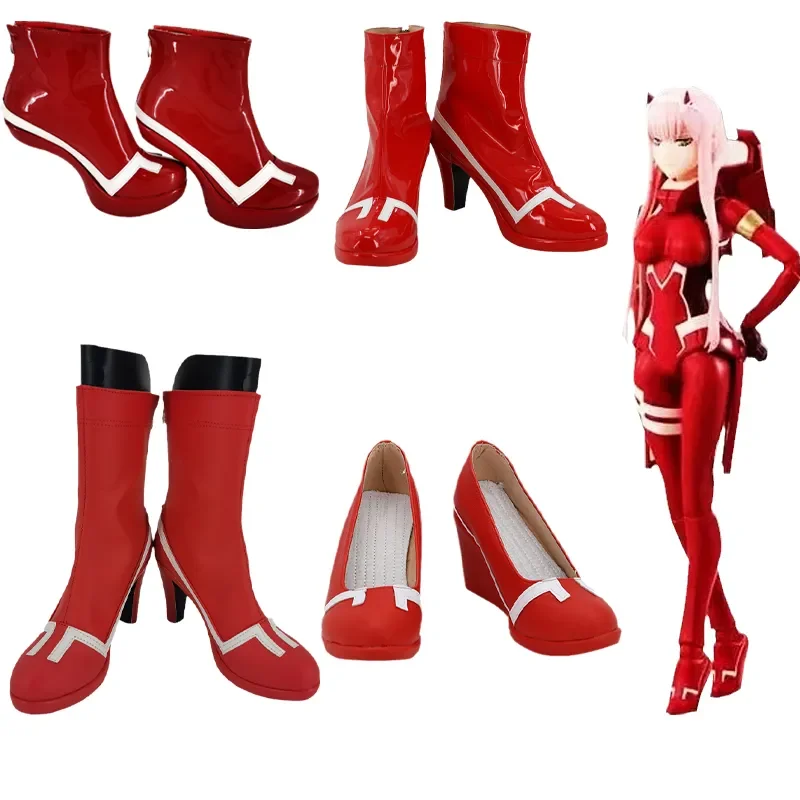 

Game Anime Cosplay Boots Darling In The Franxx Zero Two Code 002 Red High Heel Shoes Adult Halloween Party Costume Accessories