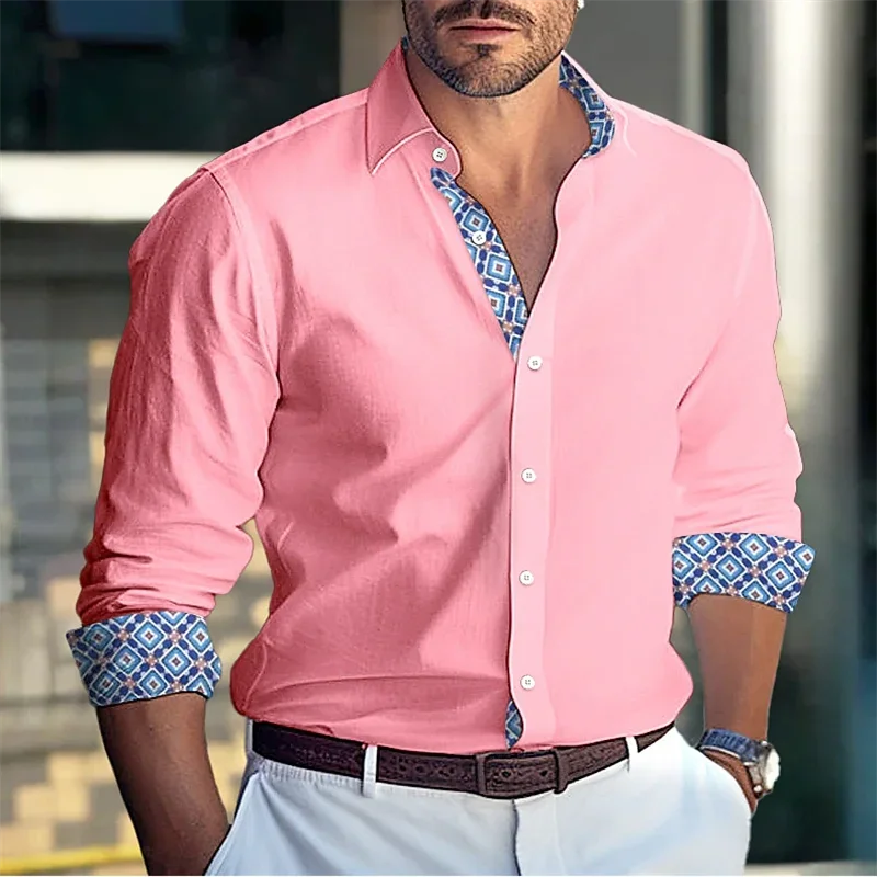 Men's Shirts Office Casual Business Fashion Lace Men's Tops Lightweight Breathable Sports Comfortable Soft Button Shirts 2024