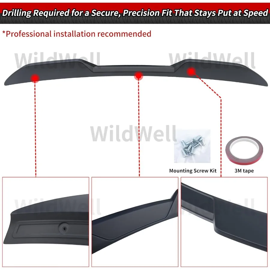 Rear Trunk Spoiler for 20112023 Chrysler 300 300C 300S Touring Limited Highkick Duckbill Style Wing with ABS Material in Matte