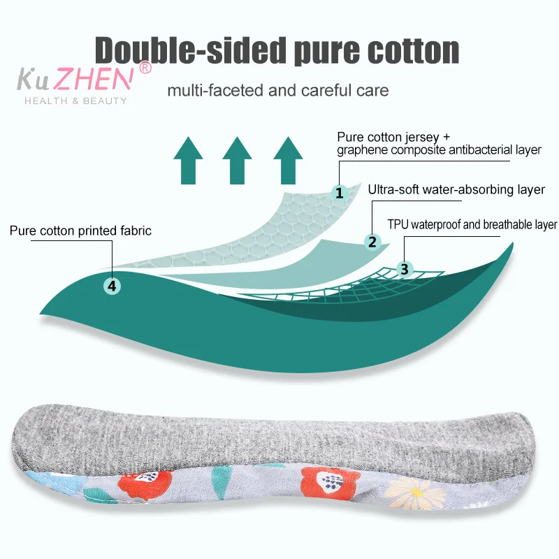 1PCS 18/23CM Anti-slip Graphene Antimicrobial Sanitary Pads Reusable Care Pads Breathable Maternity Menstrual For Women