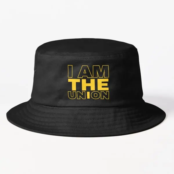 

I Am The Union Labor Movement Black Out Bucket Hat Casual Outdoor Cheapu Summer Black Hip Hop Boys Spring Fish Solid Color