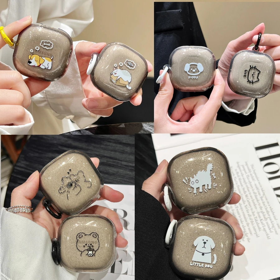Cartone Animato Per Samsung Galaxy Buds Live / Fe / Buds2 2Pro Custodia Trasparente Glitter Auricolare Custodia In Silicone Per Galaxy Buds2 Pro Cover