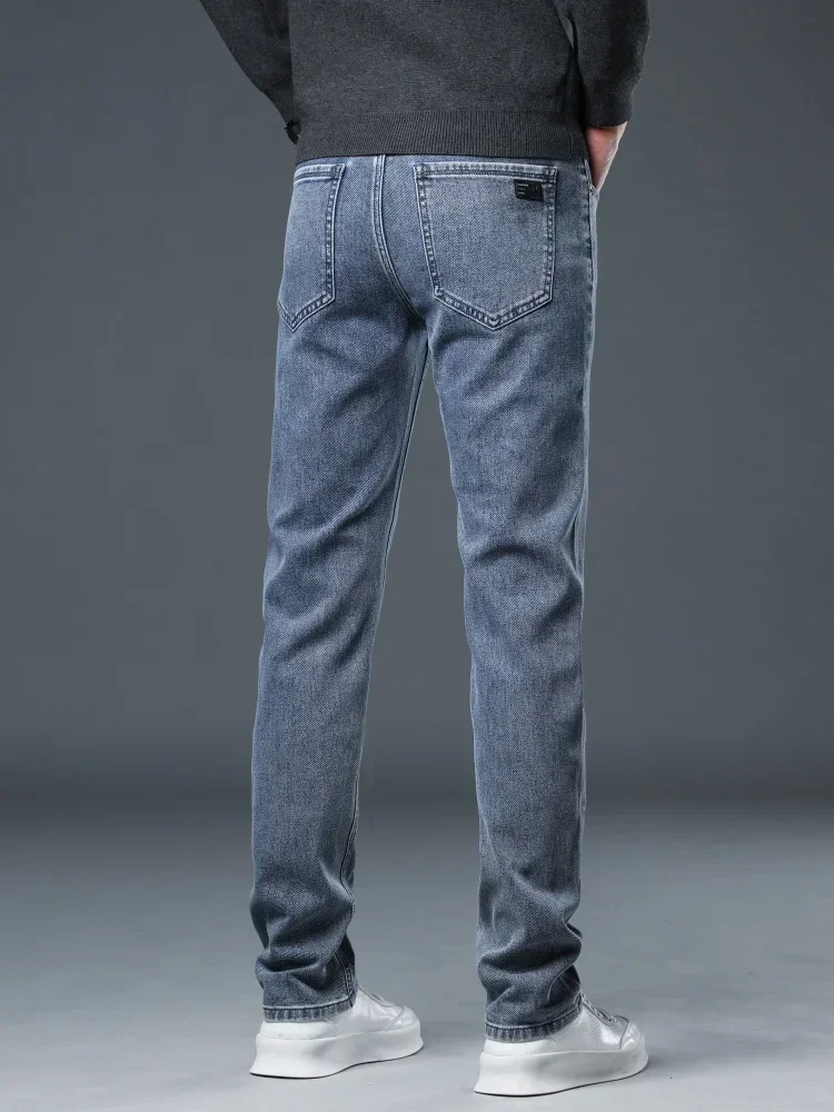 Men's Stretch Slim Jeans 2024 New Autumn Straight Leg Casual Denim Trousers Male Business Classic Fashion Blue Gray Black 3