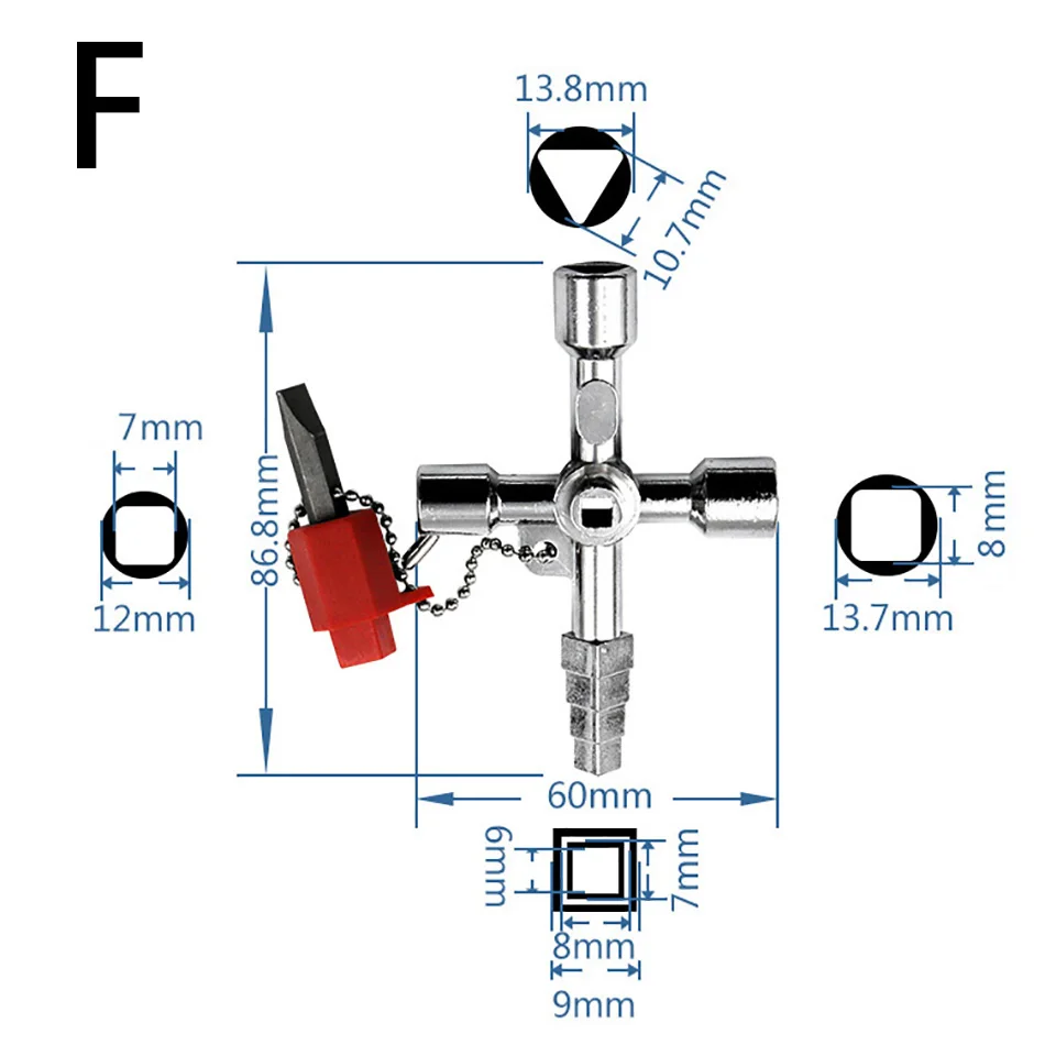 Multifunction Cross Switch Square Key Wrench Alloy Universal Triangle For Elevator Electrical Cupboard Box Train Cabinet 5