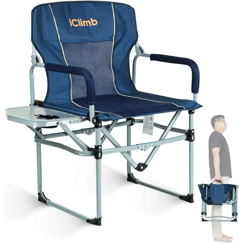 

Heavy Duty Compact Camping Folding Mesh Chair with Side Table and Handle