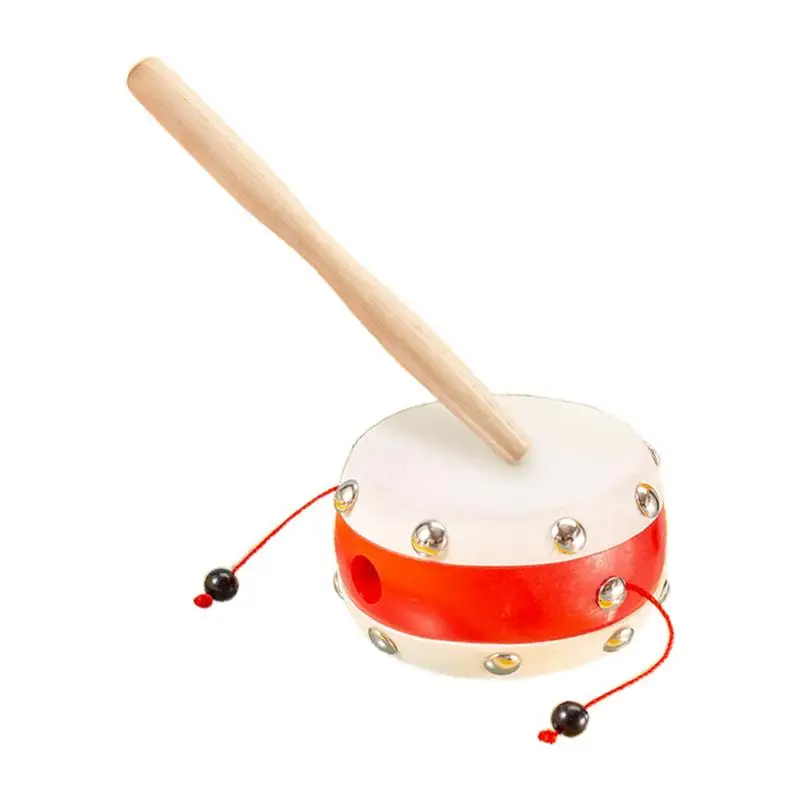 Rattle-drum Wooden Shaking Drum Handheld Musical Instruments for Baby Kid Child Toy wooden rattle drum