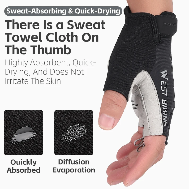 WEST BIKING Cycling Bike Gloves MTB Road Anti Slip Shock Proof Bike Gloves Men Women Summer Gym Training Sports Hand Gloves 3