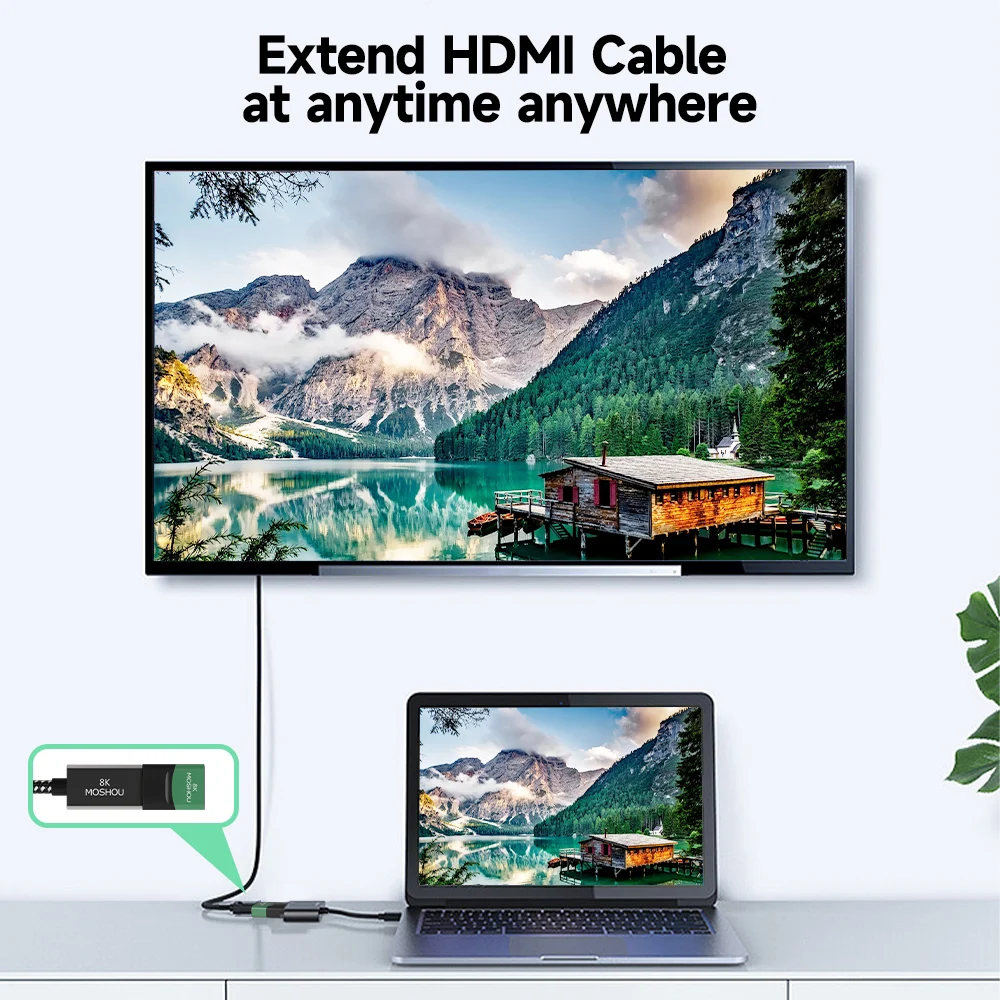 MOSHOU 8K HDMI 2.1 adattatore per cavo convertitore cavo maschio-femmina per HDTV PS4 PS5 Laptop 4K HDMI Extender femmina a femmina