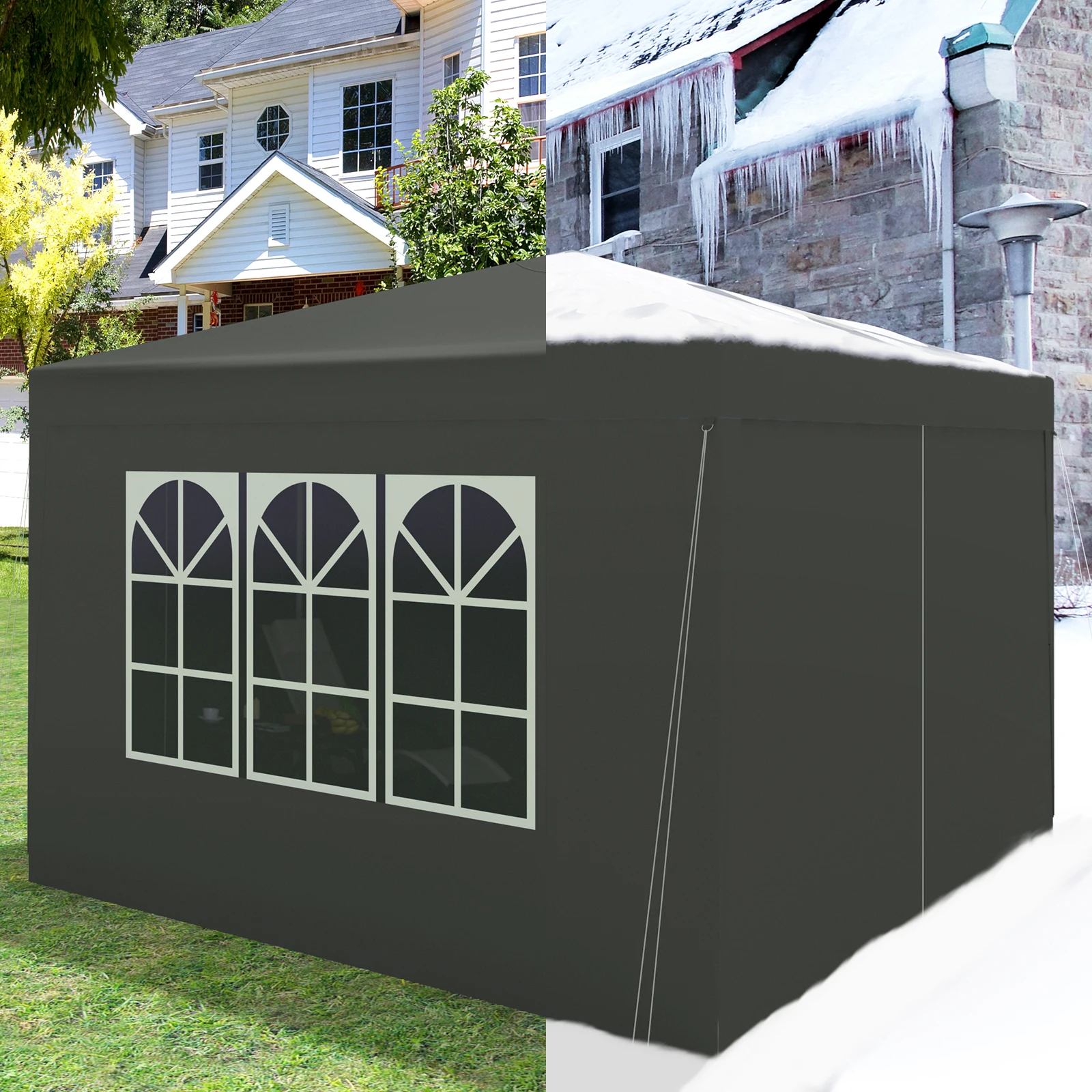 WOLTU Faltbares Gartenzelt mit Überdachung, 3 x 3 m, wasserdicht, UV-Sonnenschutz, mit Tragetasche, Sonnenschutz, Camping-Pavillon, Pavillon – Detail 25