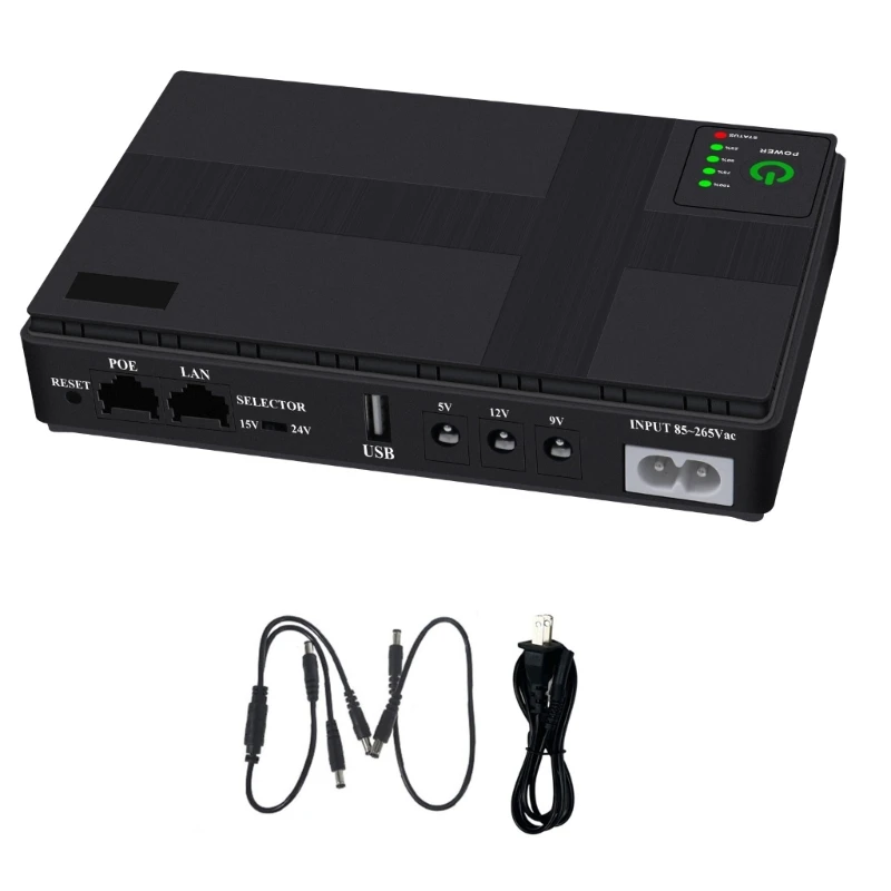 M2EC Universal 10400mAh USB 5V 9V 12V 2A Uninterruptible Power Supply UPS Battery Backup for WiFi Router Webcam Camera