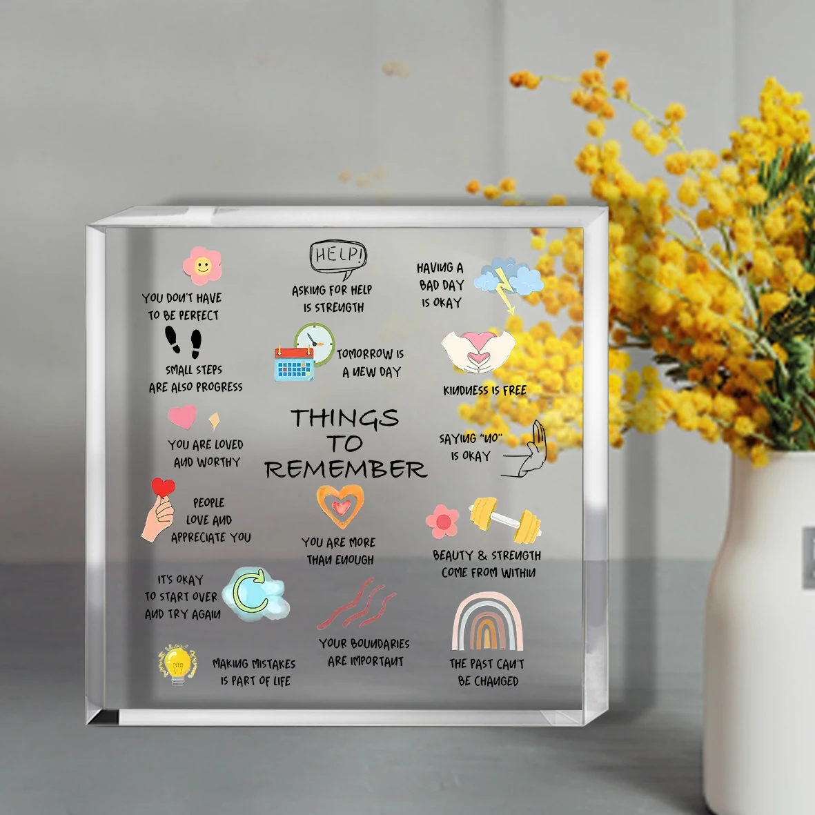 1pc Modern Acrylic Inspirational Quotes Desktop Decor | Mental Health Positive Affirmations Decorative Plaque | Office Home 5