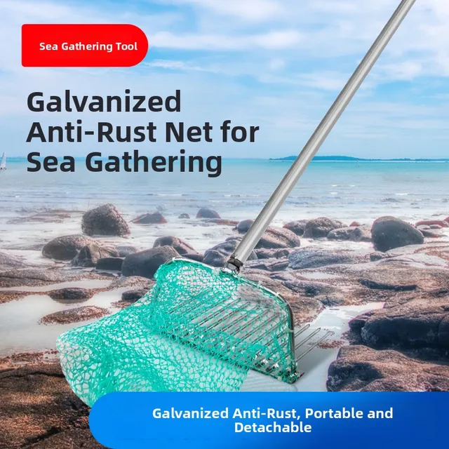 Special Beach Gathering ovel with Net Tool Clam Periwinkle Scallop ovel White Clam Yellow Clam ovel with Pole with ket 4