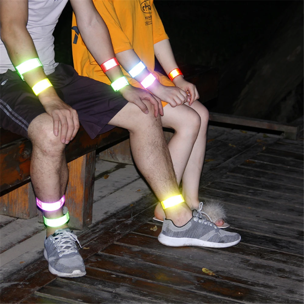 Luminous Reflective Wrist Bands Arm Ankle Leg Strap Safety Slap Bands Night Running Armbands Night Running Walking Warning Tape reflective tape bands
