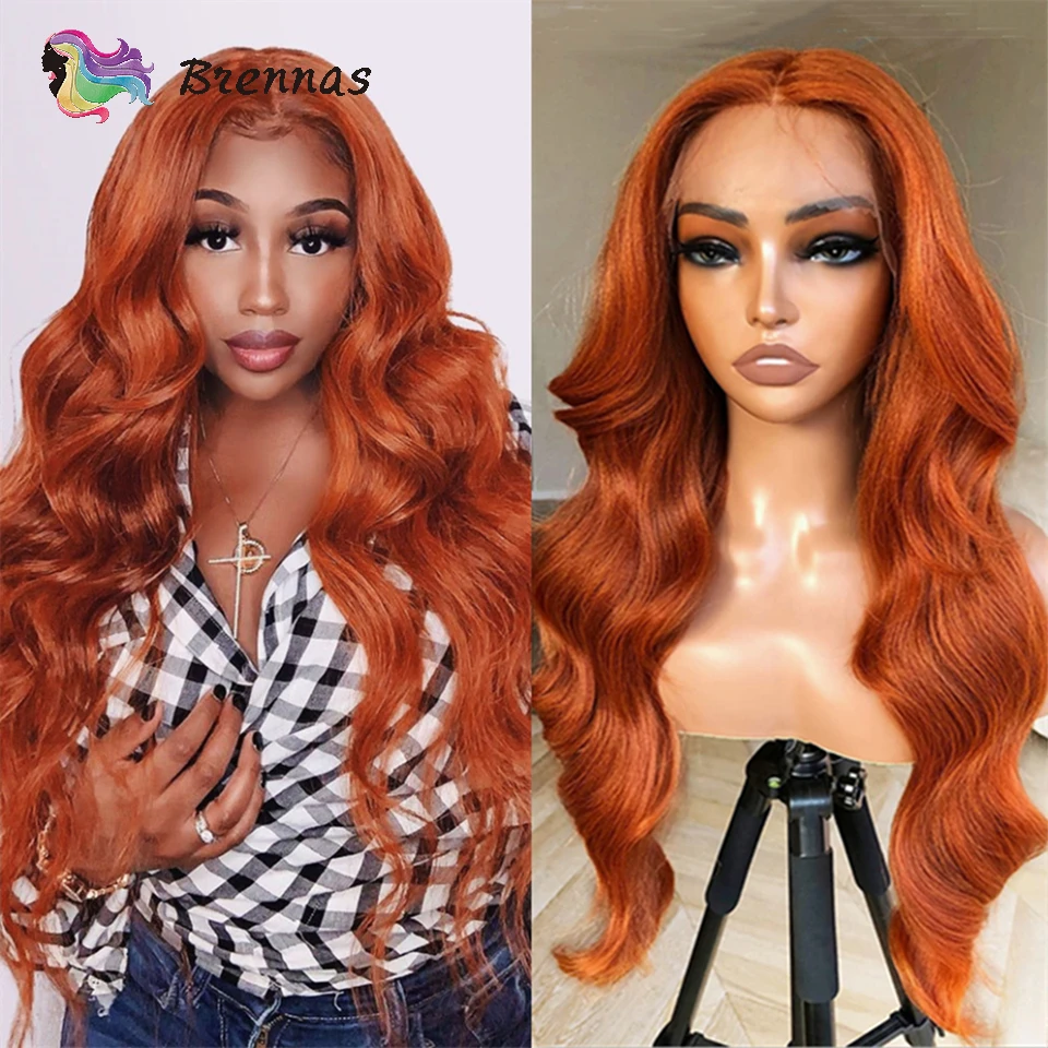 

Ginger Orange Body Wave Lace Front Wig Preplucked HD Transparent Body Wave Lace Frontal Human Hair Wigs Glueless Wigs Human Hair