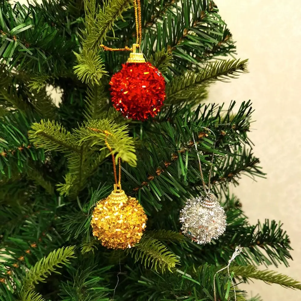 6Pcs/Set Creative Christmas Decoration Pendant Shiny Solid Color Christmas Tree Decoration 6cm Elegant Hanging Ball Ornament