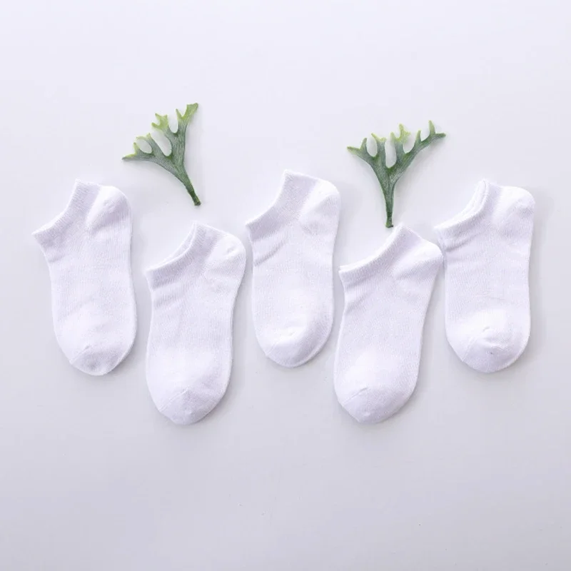 Baby Socks 5 Pairs/lot Boys Girls Pure White Socks Cotton Soft Newborn Babies Loose Comfortable Kids School Sport Clothes