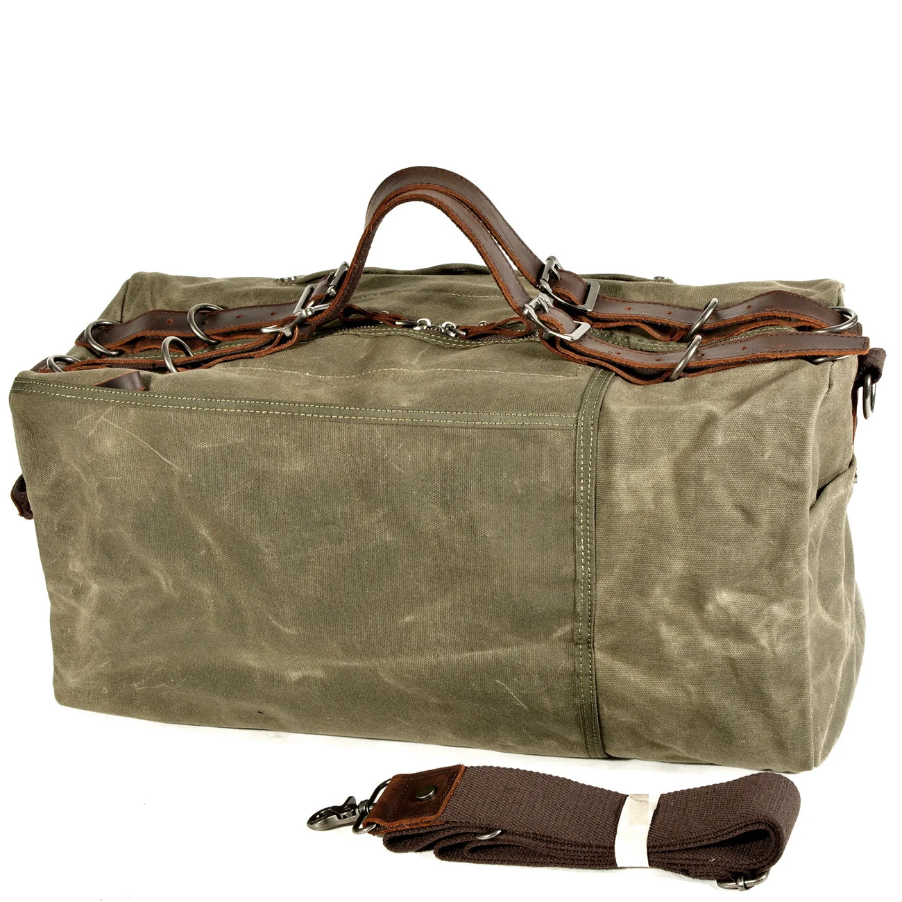 Grote waterdichte canvas leren reistas voor dames en heren, laptoptas, sporttas, weekendtas, schoudertas_voghion.com