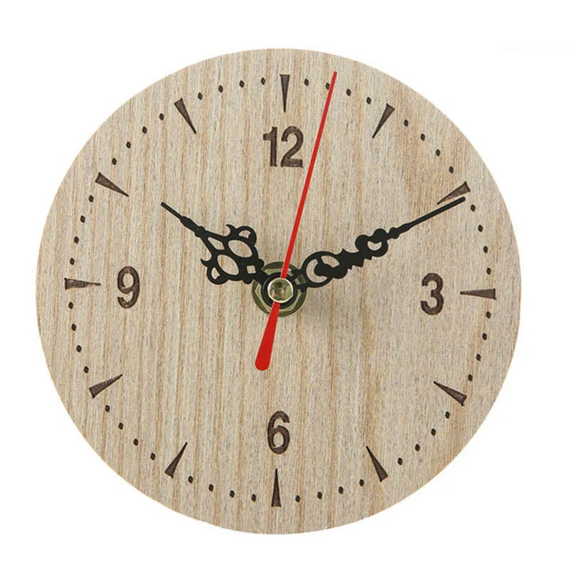 

For Bedroom For Living Room Desk Decor Clock Wooden 1*AA Battery 12cm Desk Clock Home Quiet Numerals Quartz Retro