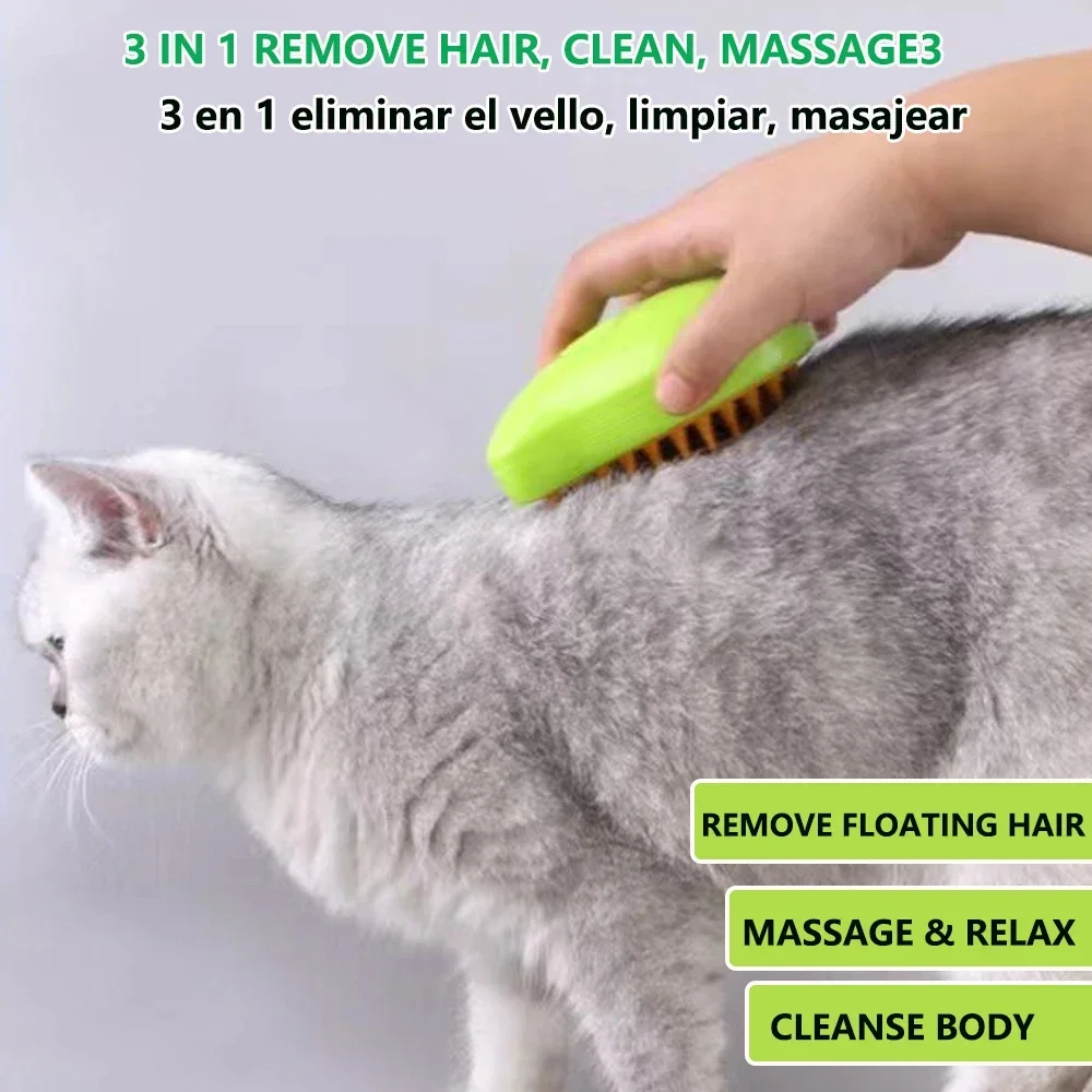 1-2Pcs 3 in 1 Cat Steam Brush Steamy Dog Brush Electric Spray Cat Hair Brushes for Massage Pet Grooming Comb Hair Removal Combs 4