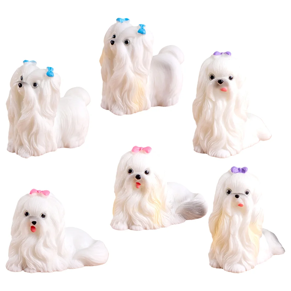 6Pcs Dog Animal Figures Puppy Figurines Realistic Animal Figurines Micro Landscape Ornament resin puppy miniature figurines diy small pasture statue micro landscape craft 3d dog desk decor home garden decoration ornament