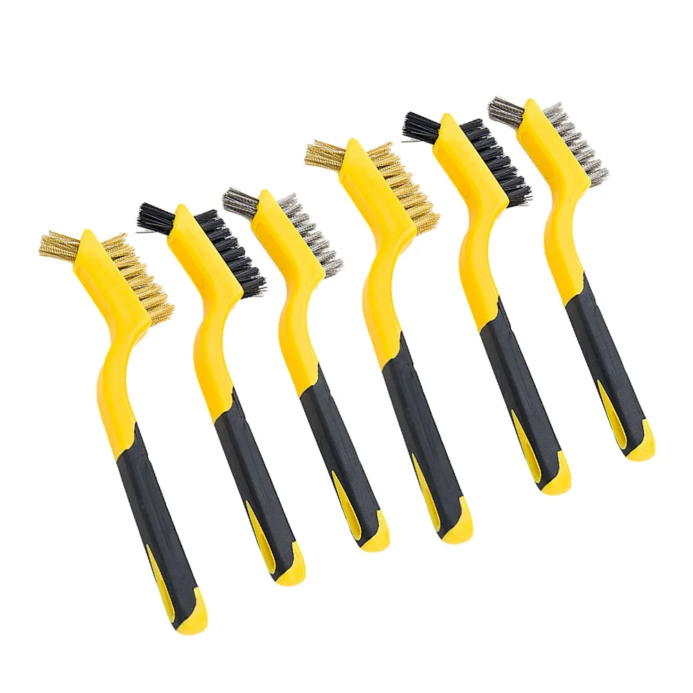 

6pcs Wire Brush Stainless Steel Brush Brass Nylon Cleaning Brush Polishing Metal Remove Rust Brushes Cleaning Tools Home Kits