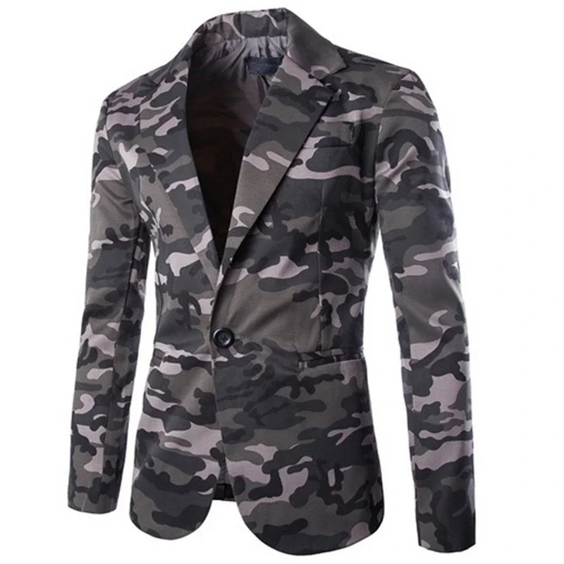 

Mens Military Style Camouflage Suit Jacket Oversize Long Sleeve Suit Blazer Slim Fit Cotton Casual Coat Green Camo Blazer Men