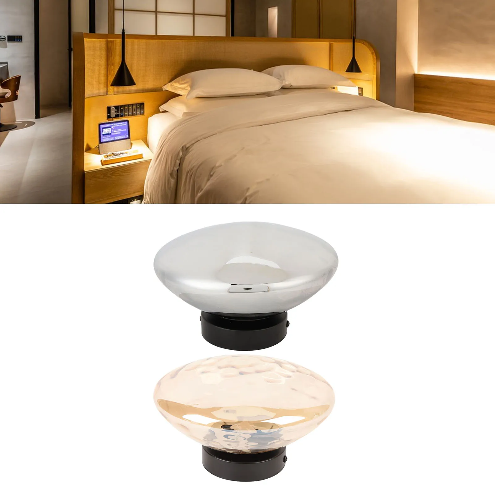 Wall Sconce Minimalist 3000K Warm Light Glass Iron Corrugated Projection Indoor Modern Wall Light Round Hardwired for Hallway