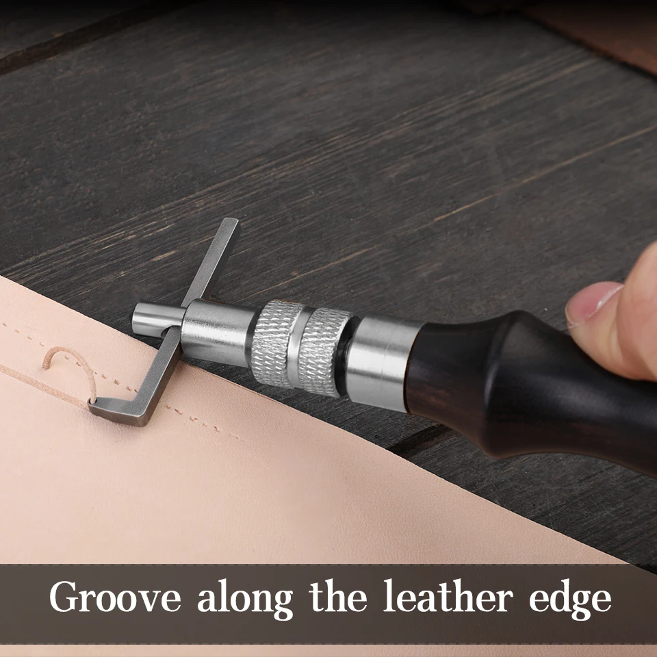MIUSIE Adjustable Leather Stitching Groover and Creasing Edge Beveler Leathercraft Kit Carving Cutting Edge Tools Leather Groove