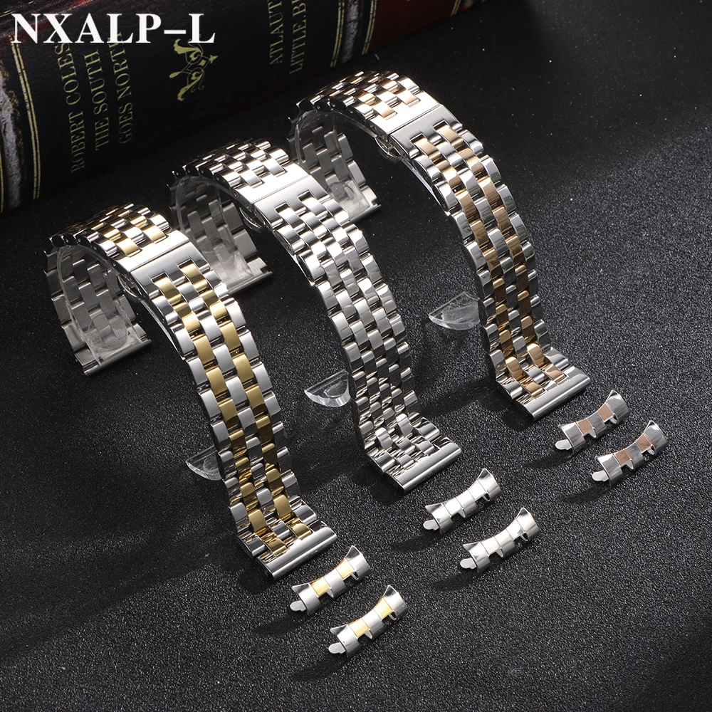 Premium Solid Stainless Steel Watch Band - High-Quality Curved/Flat End Wristband, Available in Various Sizes