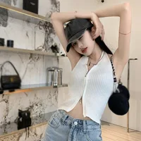 Backless Knitted Camisole Summer Y2k Tank Top For Women Casual Solid Color V Neck Slim Tees Female Clothing - Image 6