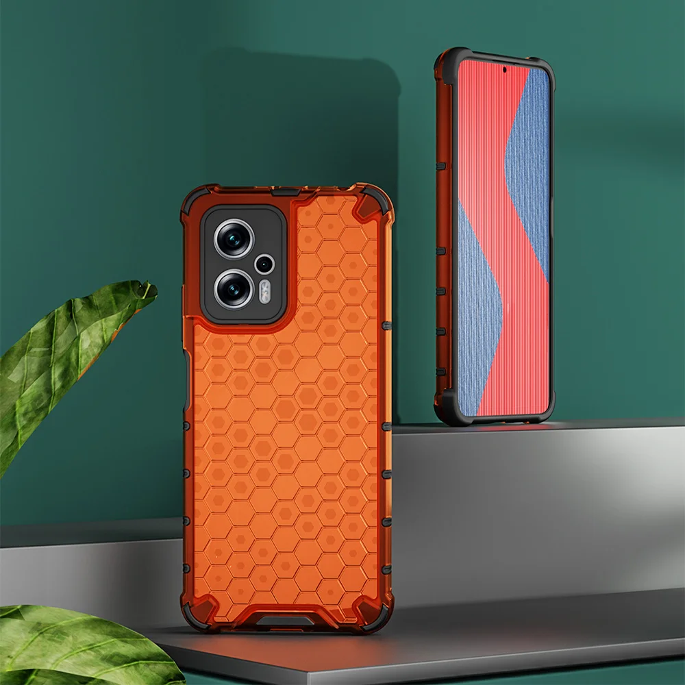 KEYSION Stoßfestes Rüstungsgehäuse für Xiaomi POCO X4 GT X4 Pro 5G Transparente Wabentelefonrückseite für Redmi Note 11T_voghion.com