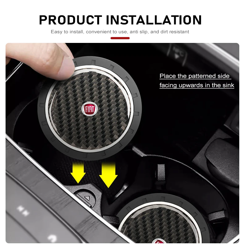 Cup Holder Inserts 2Pcs Car Water Cup Anti-slip Pad Carbon Fiber Holder Mat For Fiat 500 Grande Punto Tipo Stilo Palio Astra Bravo Panda