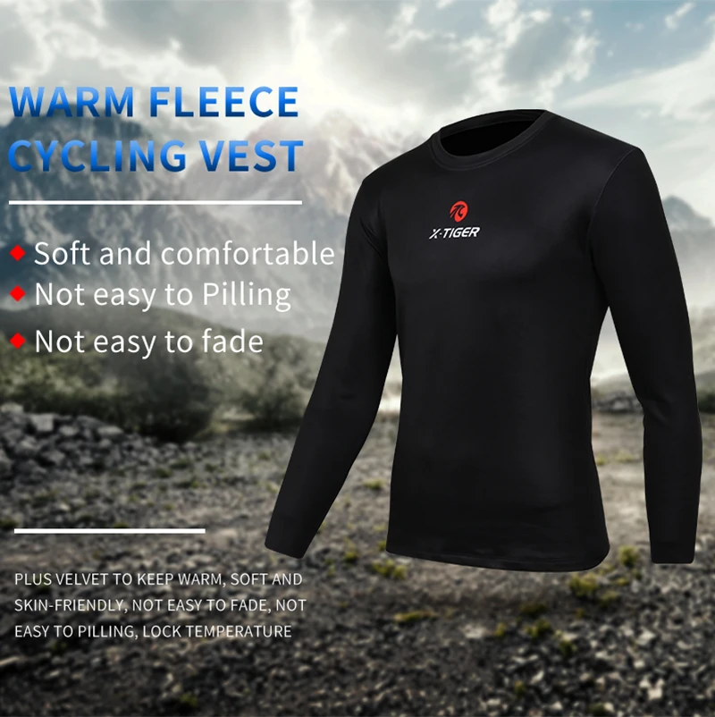 Description Picture 2 of itemX-TIGER Winter Cycling Base Layer Long Sleeve Warm Bike Underwear Fleece Sports Bike Shirt For Keep Warm Racing Bicycle Shirt