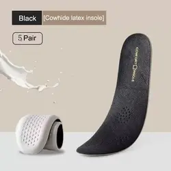 Premium Leather Sports Insoles - Arch Support & Shock Absorption Shoe Pads - EU35 - 36 (Black - 5pair)