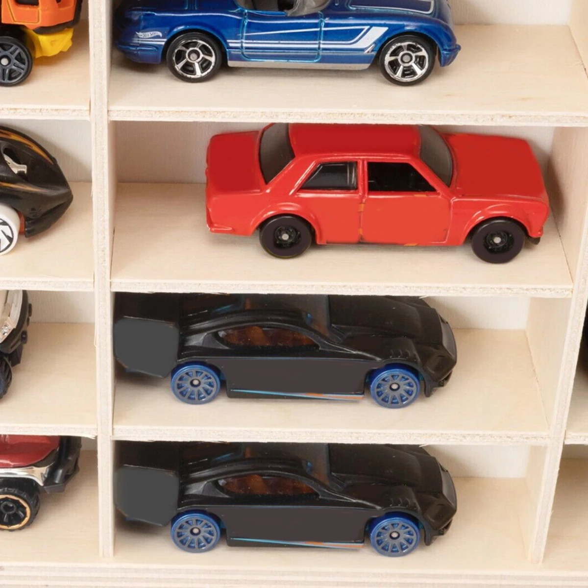 80-Grid Wood Display Shelf for 1:64 Hot Wheels