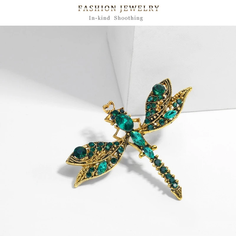 Women's Fashion Crystal Brooch, Dragonfly Brooch Pin Vintage Brooch Rhinestone Brooch For Women Party Wedding Gift