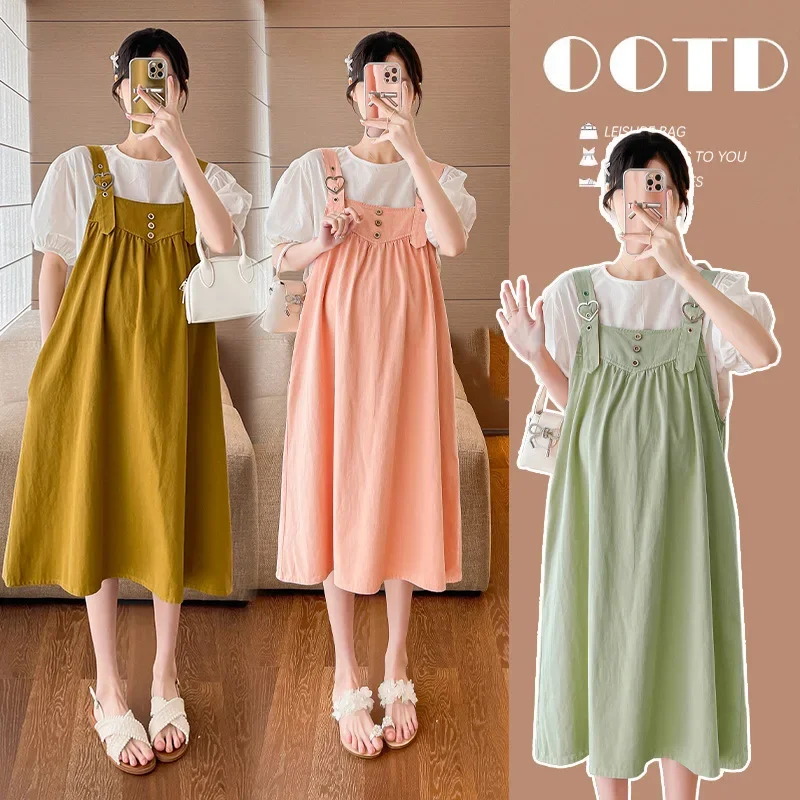 Loose Casual Maternity Dress Set Two-Piece Korean Style Pregnant Women Clothes Comfortable Maternity Wear from Mainland China