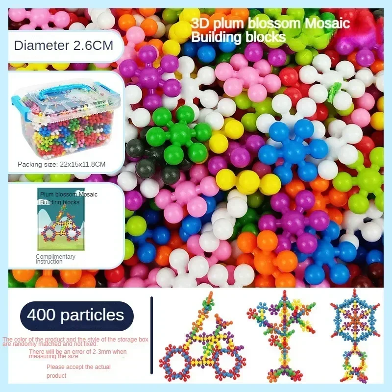 Plum Blossom Building Blocks 3D Snowflake Building Blocks DIY Interlocking Puzzle Education Plastic Assembly Toys