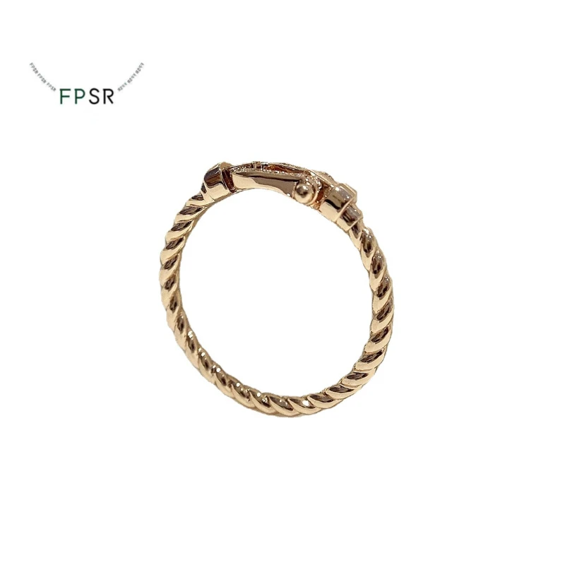 

Fpsr 925 Sterling Silver Twisted Horseshoe Buckle Rings For Women Delicate Ins Couple Ring 18k Gold Diamond Jewelry Gift