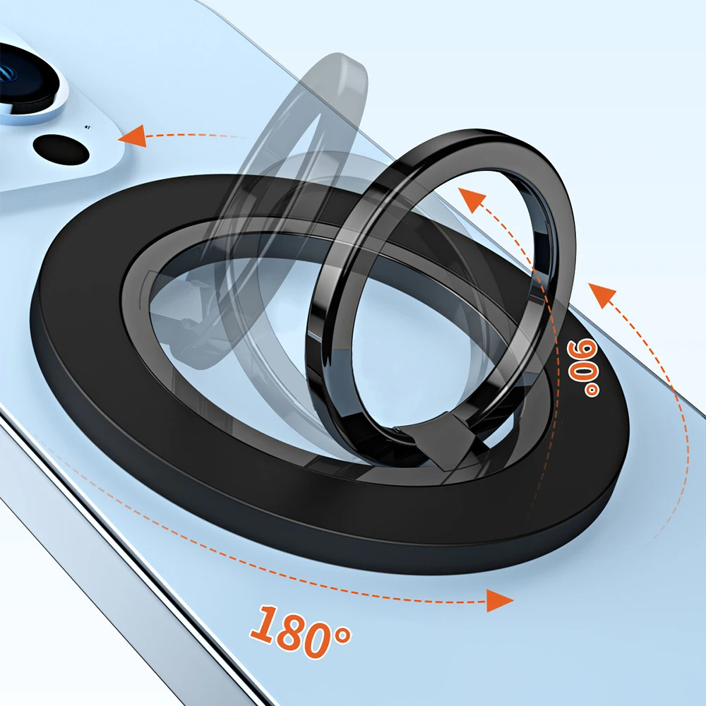 Revolving Magnetic Phone Ring Holder with Kickstand and Grip
