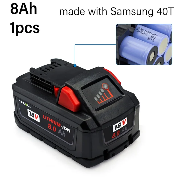 TPCELL 8Ah/12Ah/15Ah For Milwaukee M18 Batteries 21700 High Output