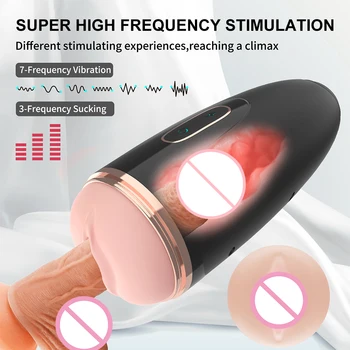 Automatic Masturbators for Men with Vibration Male Masturbation Cup Realistic Vaginal Sex Toys with Sound Sex Machines Black 4
