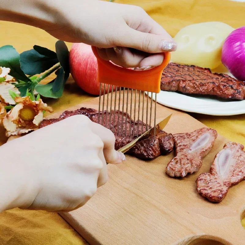 1PC Onion Needle Onion Fork Vegetables Fruit Slicer Tomato Cutter Cutting Safe Holder Kitchen Accessories Tools 2
