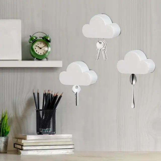 Fehér Felhő Alakú Kulccsal Tartó Creativehome Tároló Fogas Mágneses Mágnes Kulcstartó Faldekoráció Ajándék Horgok